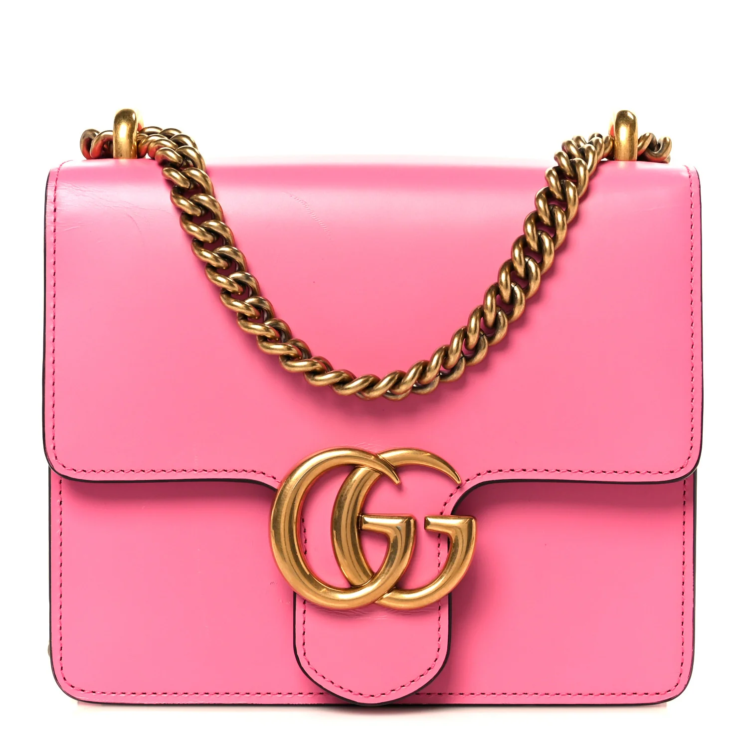 Knight Calfskin Small GG Marmont Chain Handle Bag Pink Tropical Flower