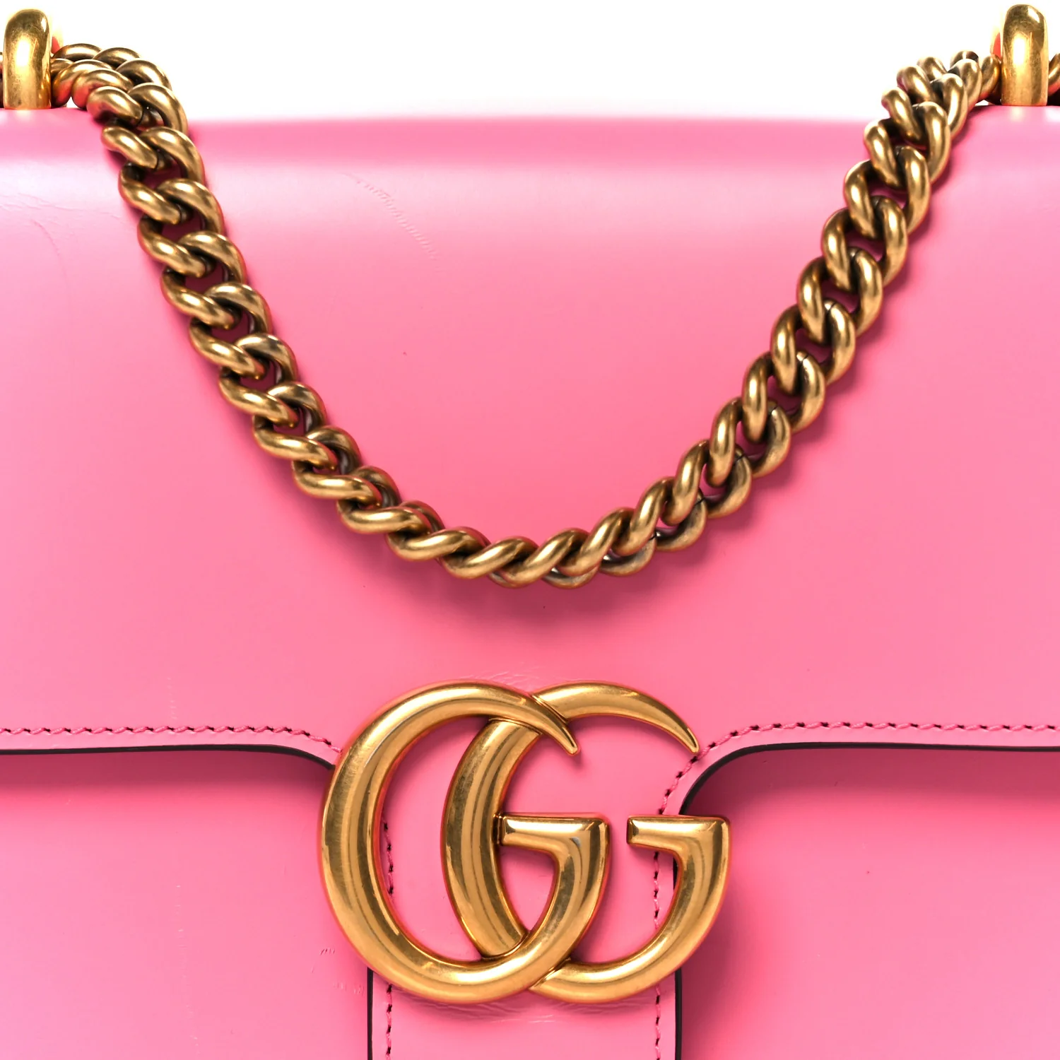 Knight Calfskin Small GG Marmont Chain Handle Bag Pink Tropical Flower - Image 9