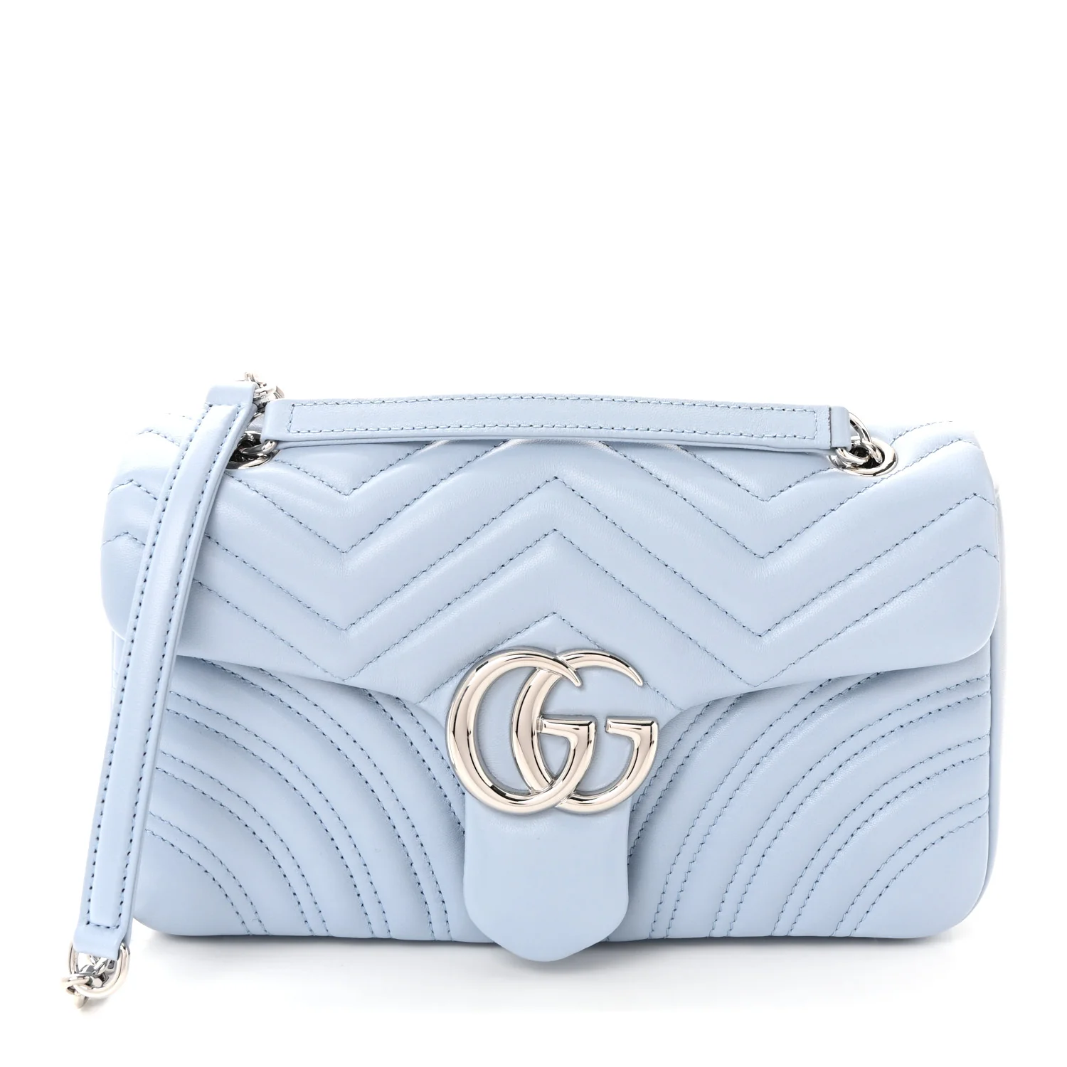 Lambskin Matelasse Medium GG Marmont Shoulder Bag Light Blue