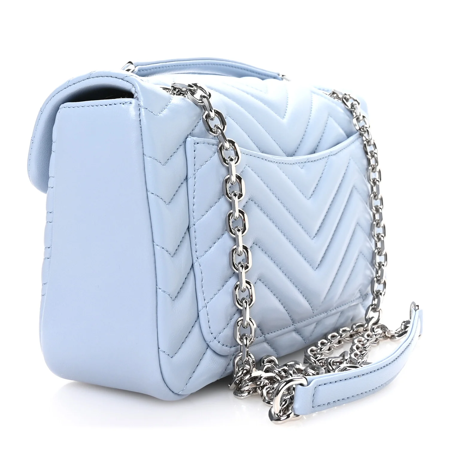 Lambskin Matelasse Medium GG Marmont Shoulder Bag Light Blue - Image 3