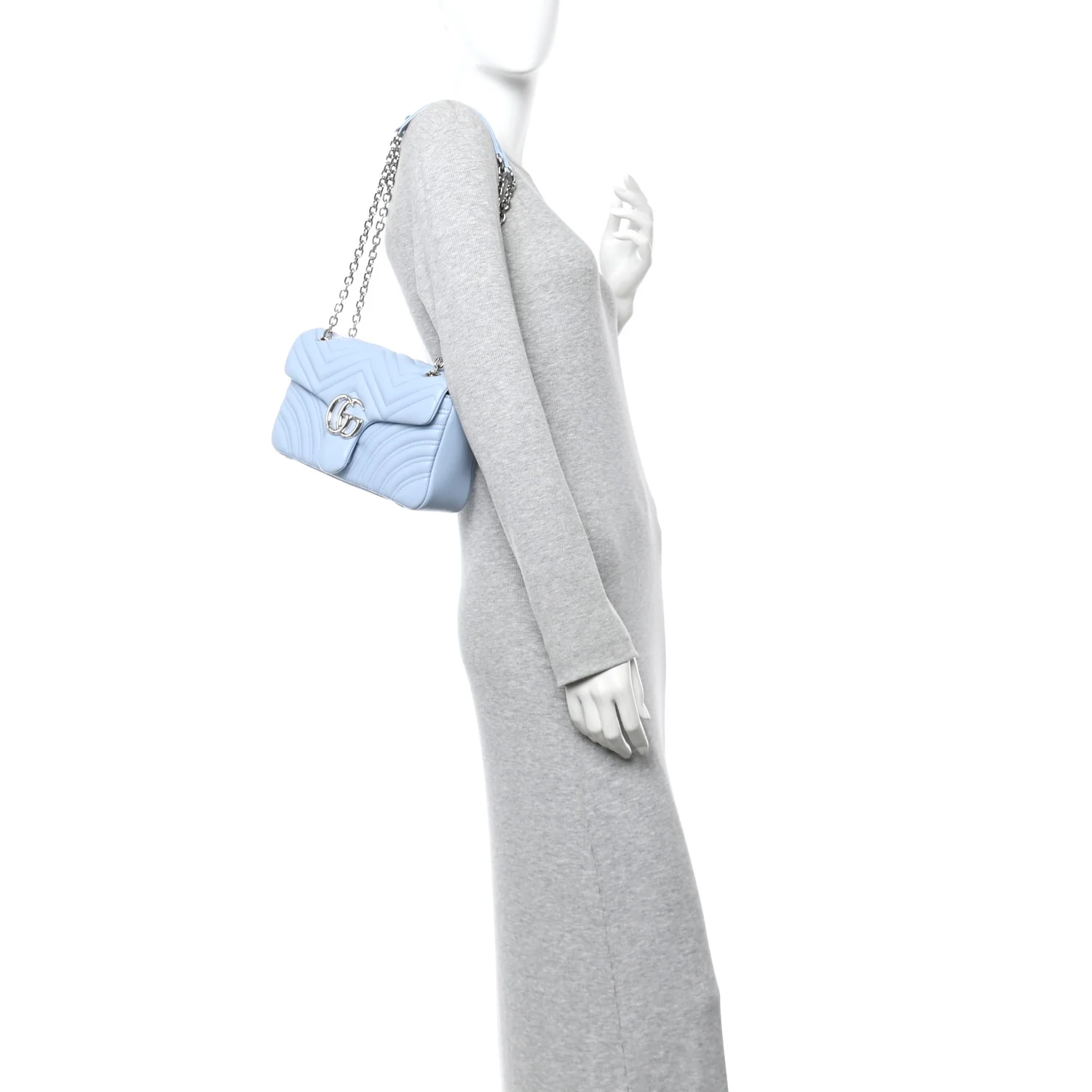 Lambskin Matelasse Medium GG Marmont Shoulder Bag Light Blue - Image 2