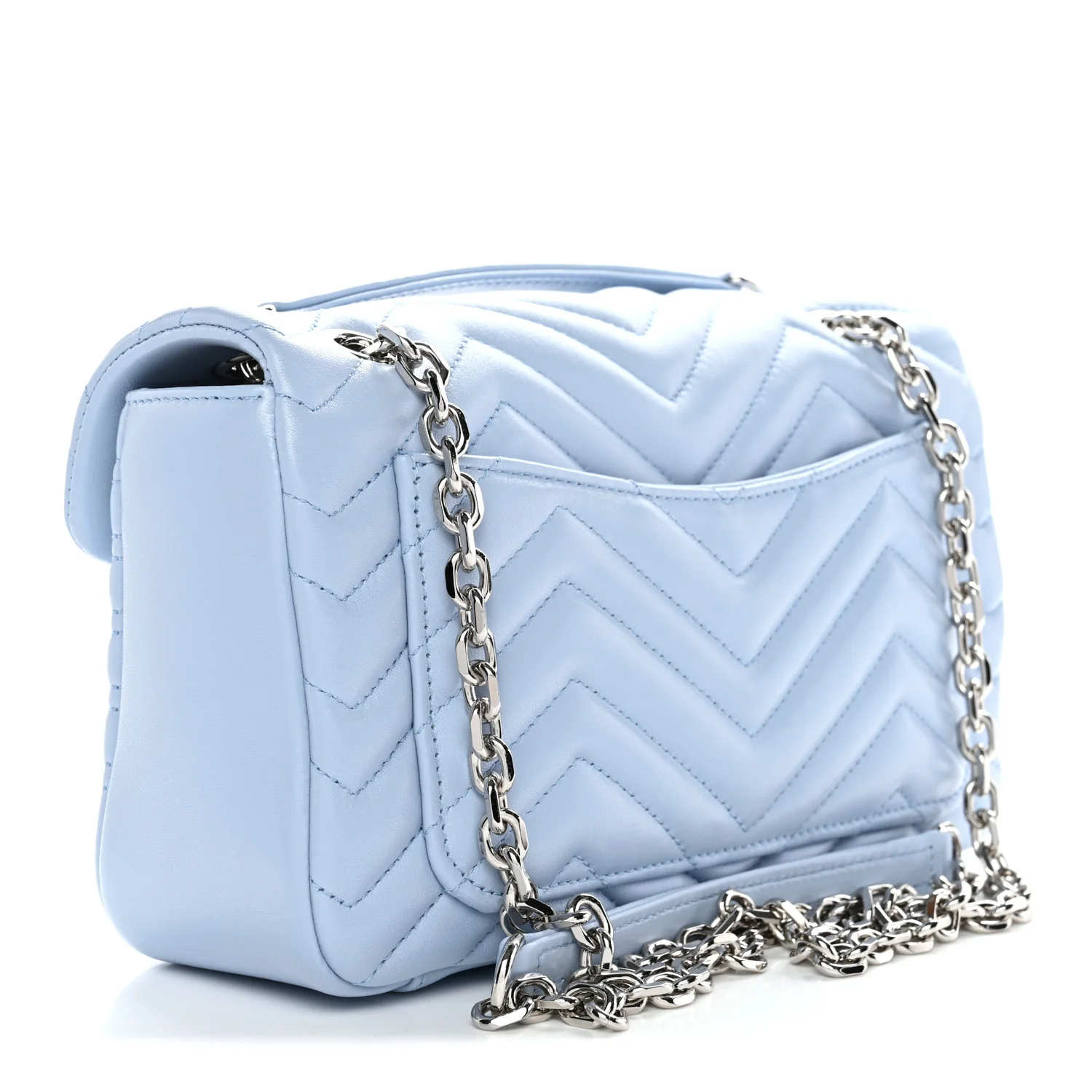Lambskin Matelasse Medium GG Marmont Shoulder Bag Light Blue - Image 3