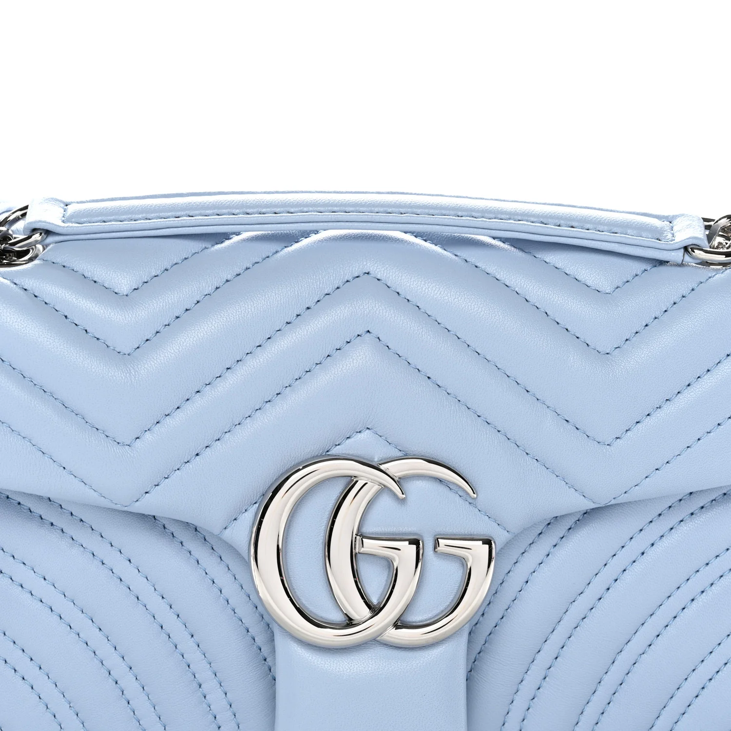 Lambskin Matelasse Medium GG Marmont Shoulder Bag Light Blue - Image 8