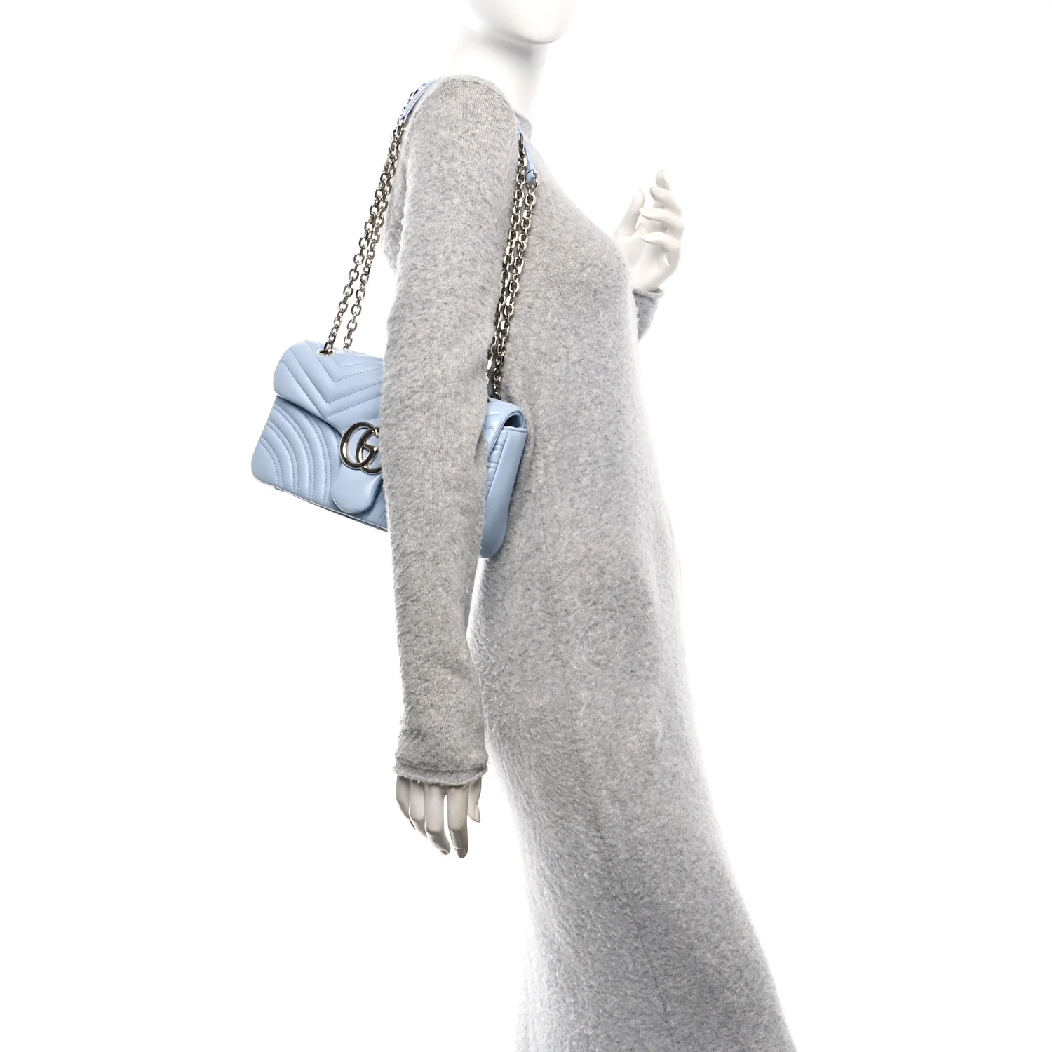 Lambskin Matelasse Medium GG Marmont Shoulder Bag Porcelain Light Blue - Image 2