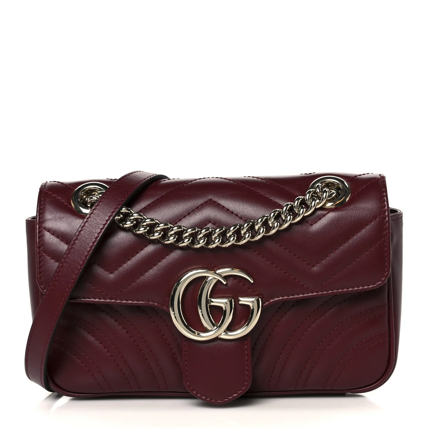 Lambskin Matelasse Mini GG Marmont Shoulder Bag Rosso Ancora