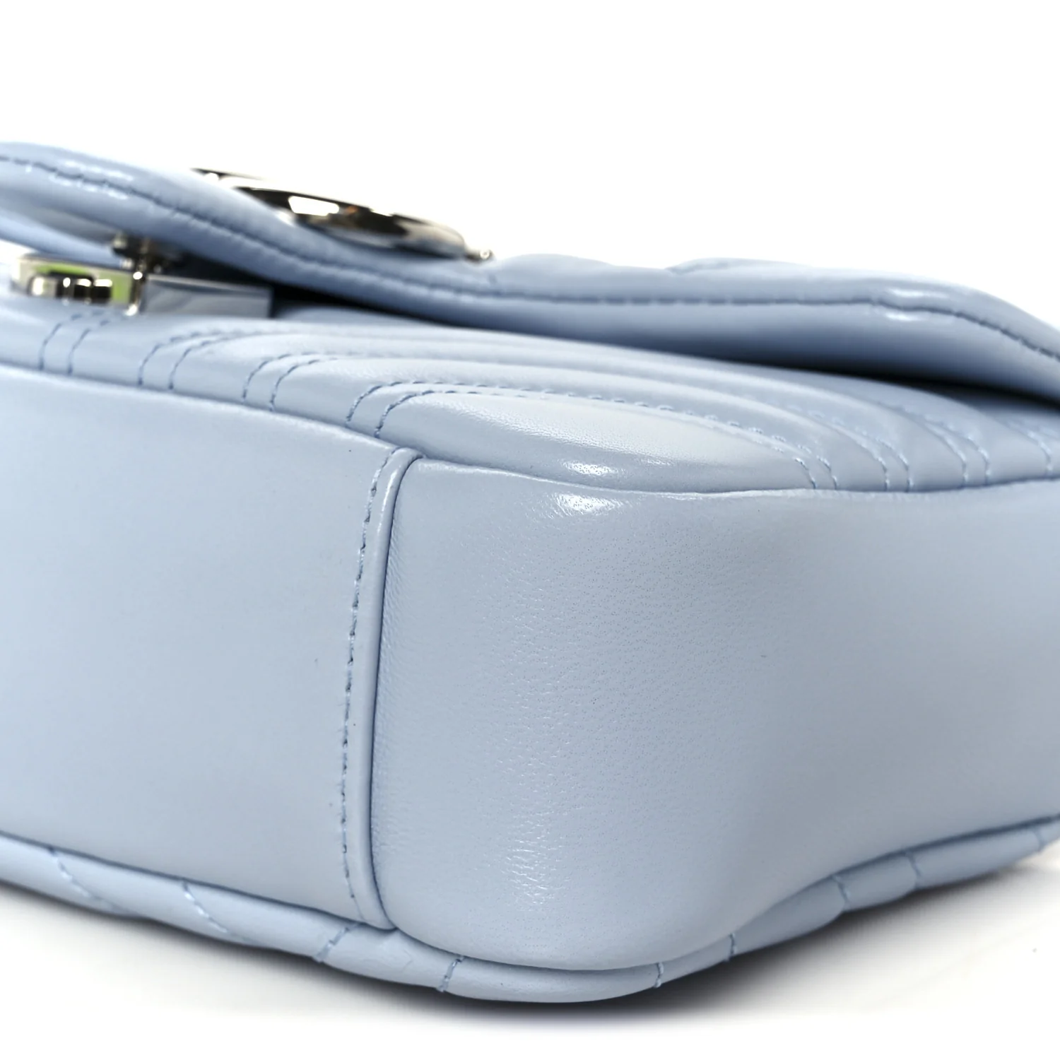 Lambskin Matelasse Small GG Marmont Shoulder Bag Light Blue - Image 11