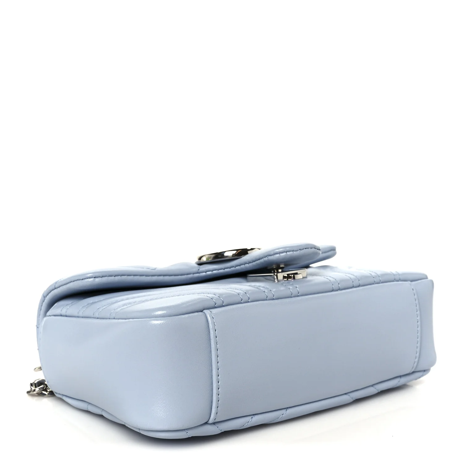 Lambskin Matelasse Small GG Marmont Shoulder Bag Light Blue - Image 4