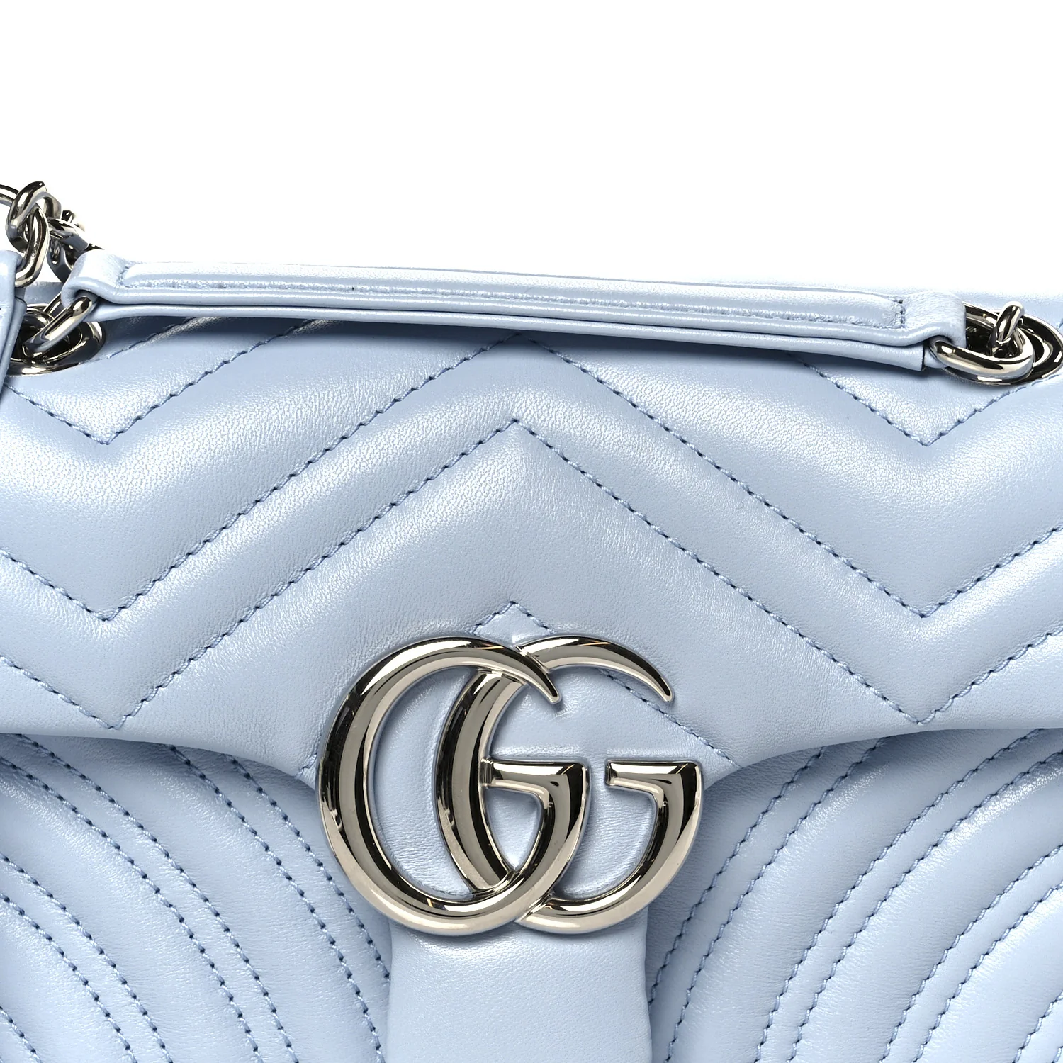 Lambskin Matelasse Small GG Marmont Shoulder Bag Light Blue - Image 9