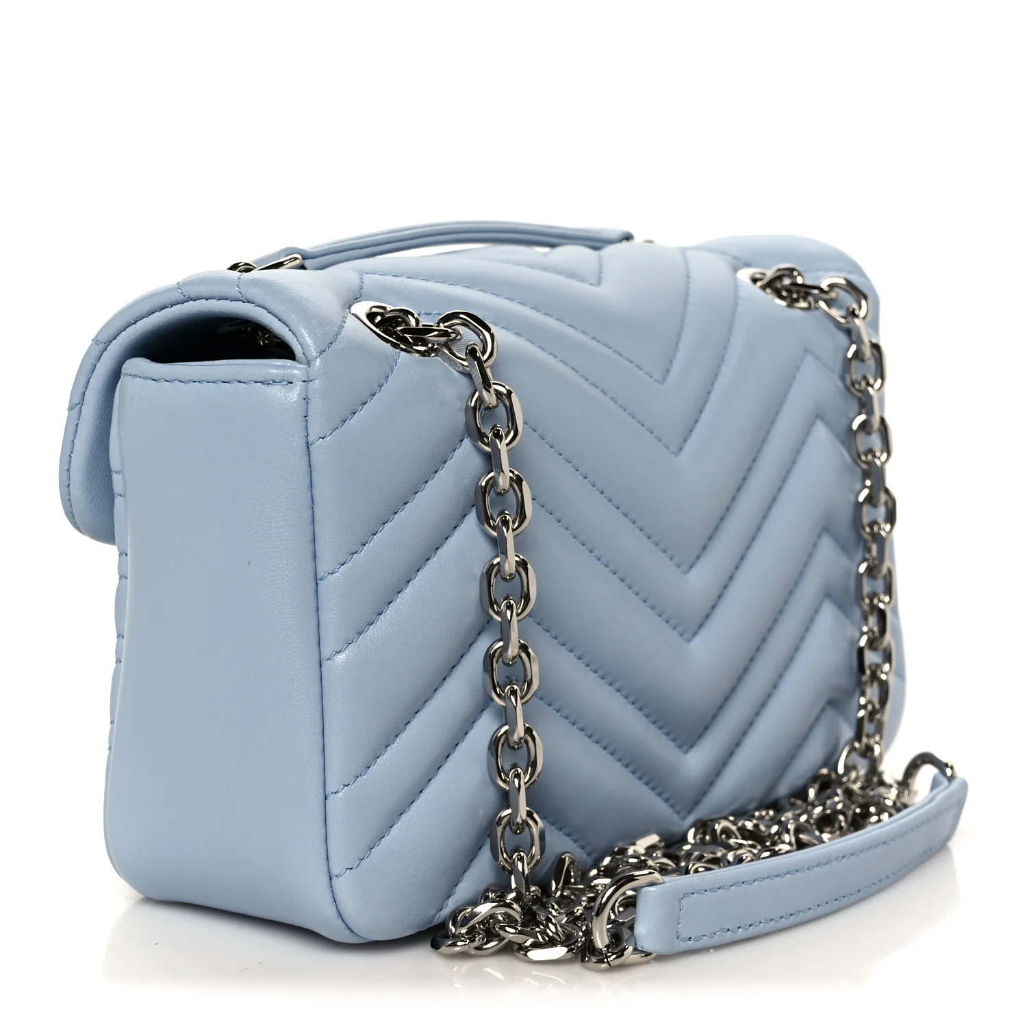 Lambskin Matelasse Small GG Marmont Shoulder Bag Porcelain Light Blue - Image 3