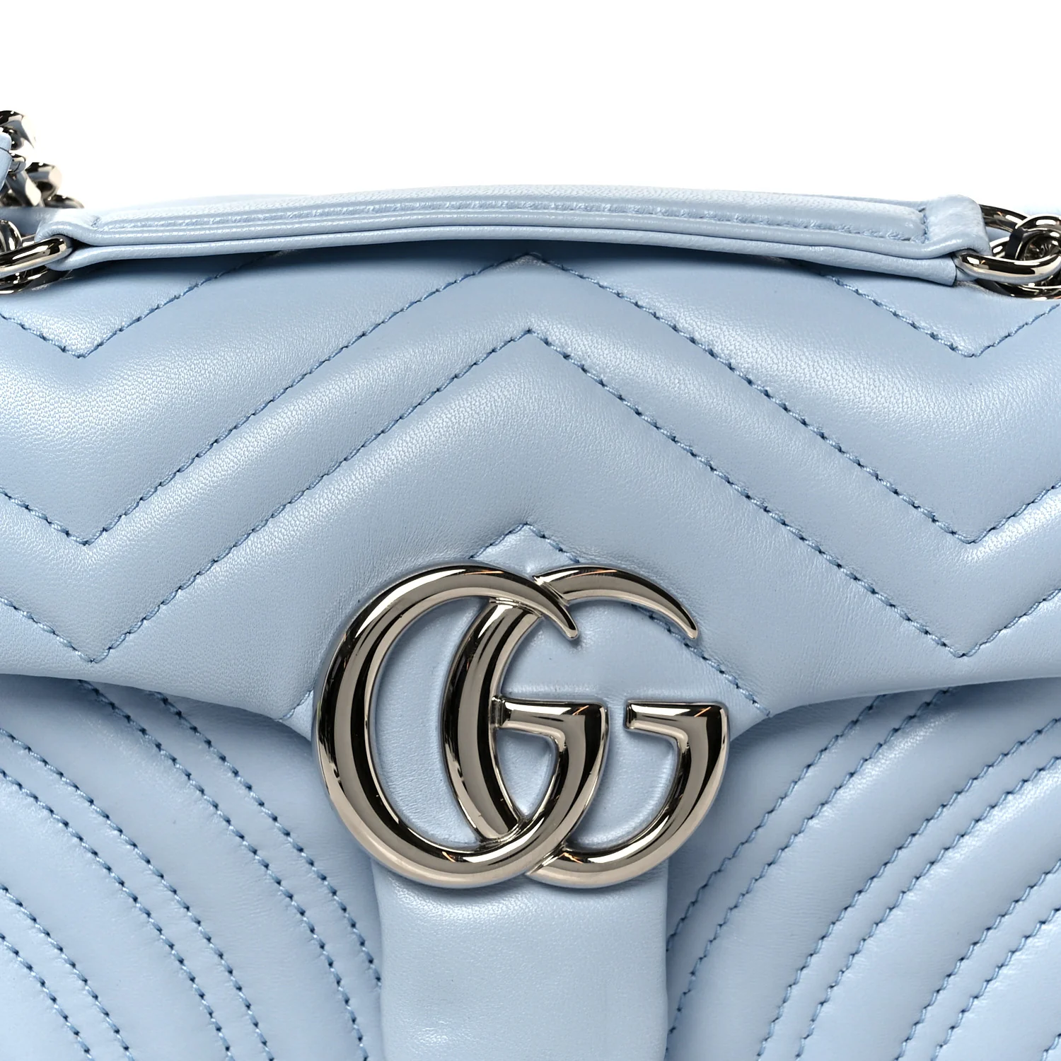 Lambskin Matelasse Small GG Marmont Shoulder Bag Porcelain Light Blue - Image 9
