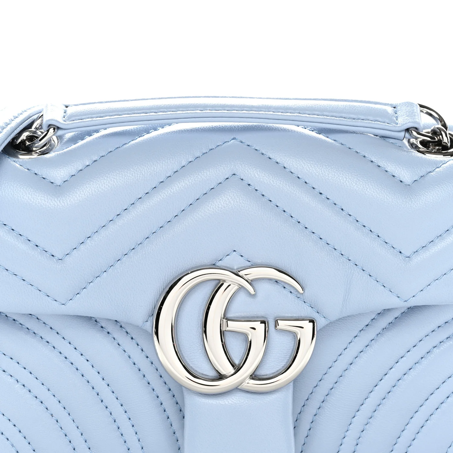 Lambskin Matelasse Small GG Marmont Shoulder Bag Porcelain Light Blue - Image 8