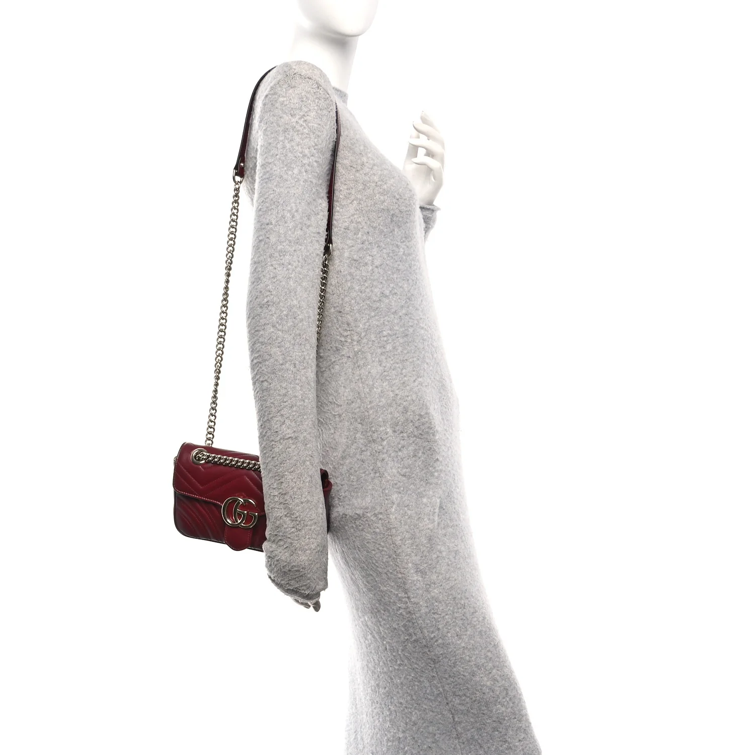 Lambskin Matelasse Small GG Marmont Shoulder Bag Rosso Ancora - Image 2