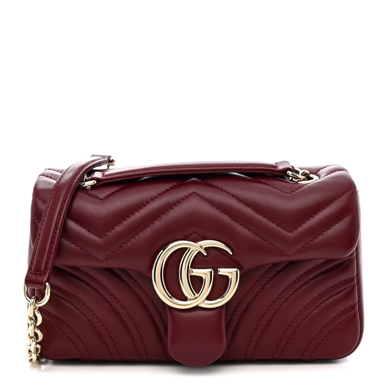 Lambskin Matelasse Small GG Marmont Shoulder Bag Rosso Ancora