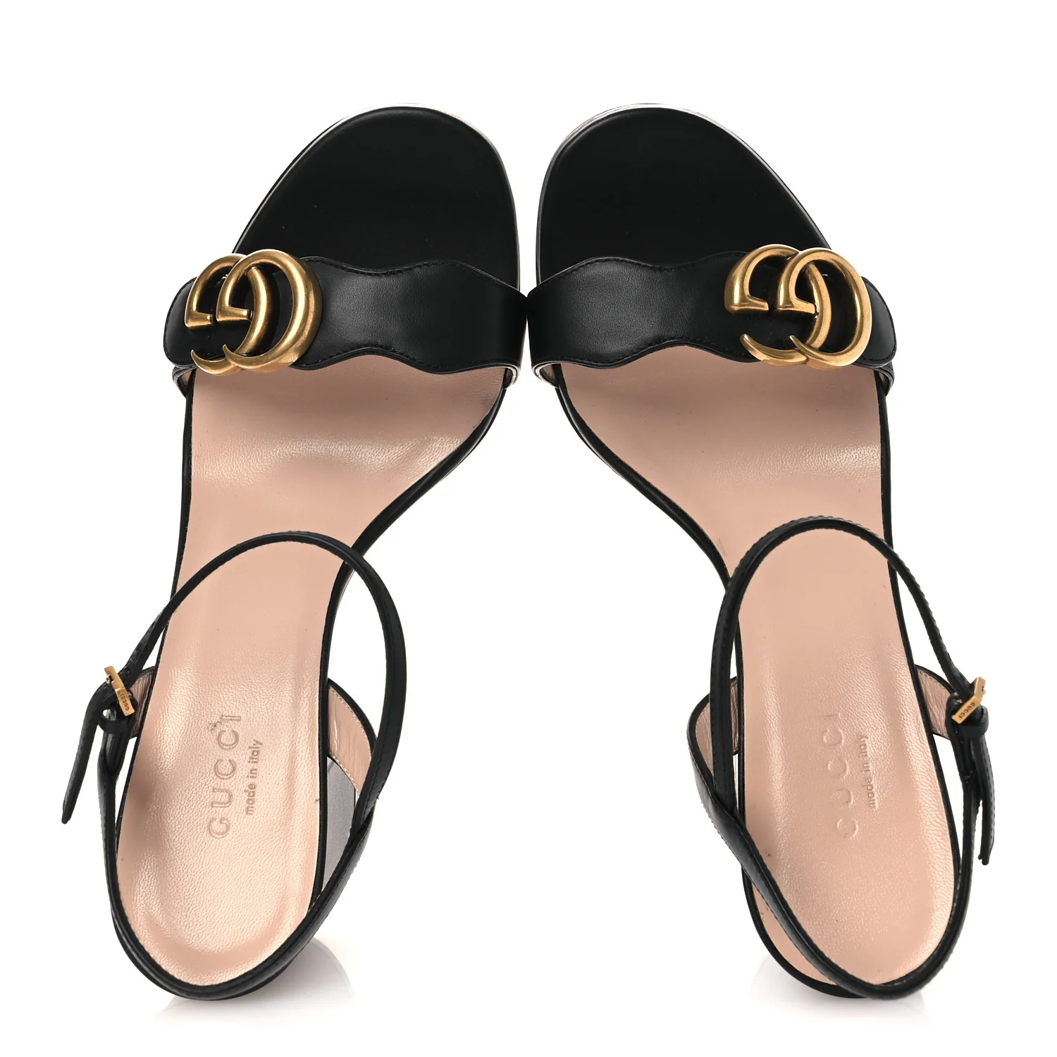 Lifford Calfskin GG Marmont Ankle Wrap 75mm Sandals 36.5 Black - Image 2