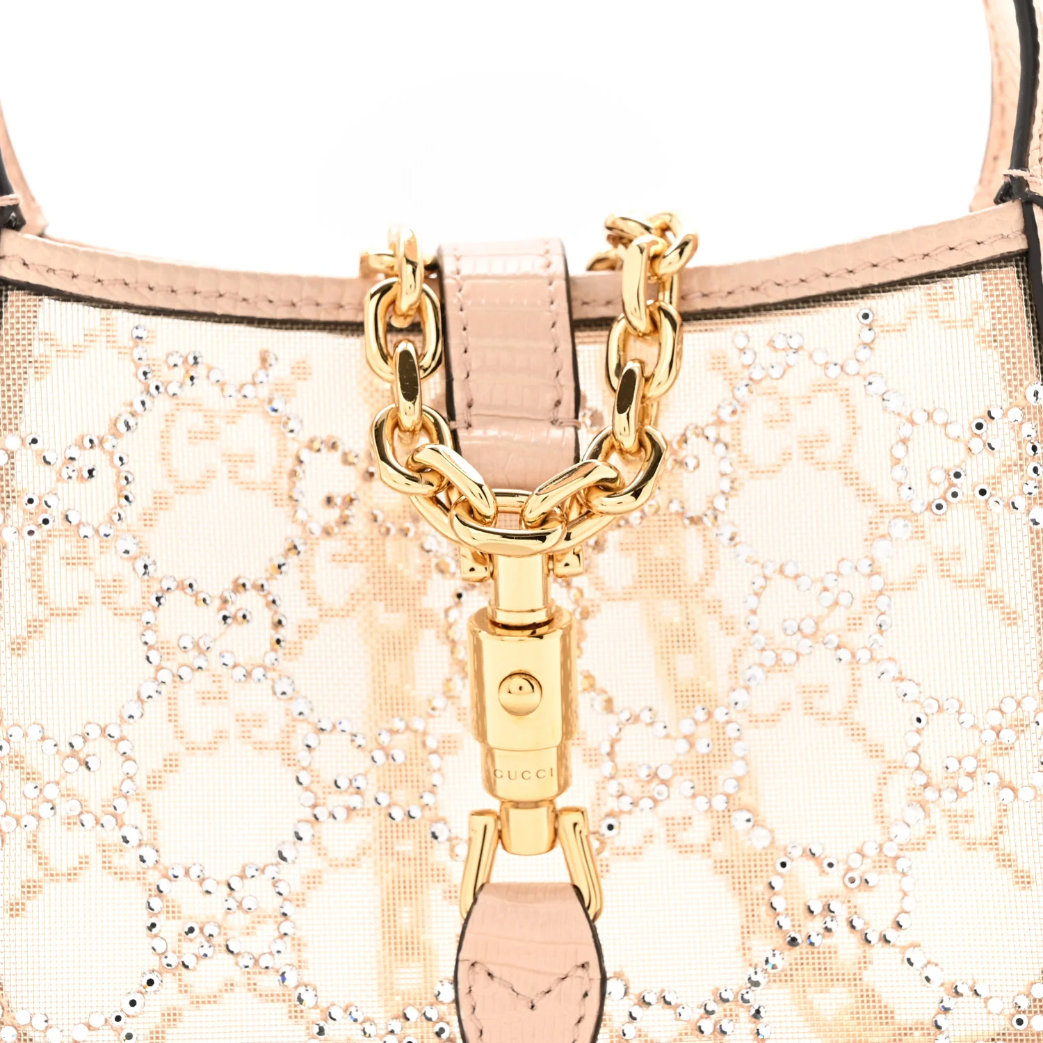 Lizard Mesh Crystal GG Monogram Mini Jackie 1961 Hobo Light Powder Skin Rose - Image 8
