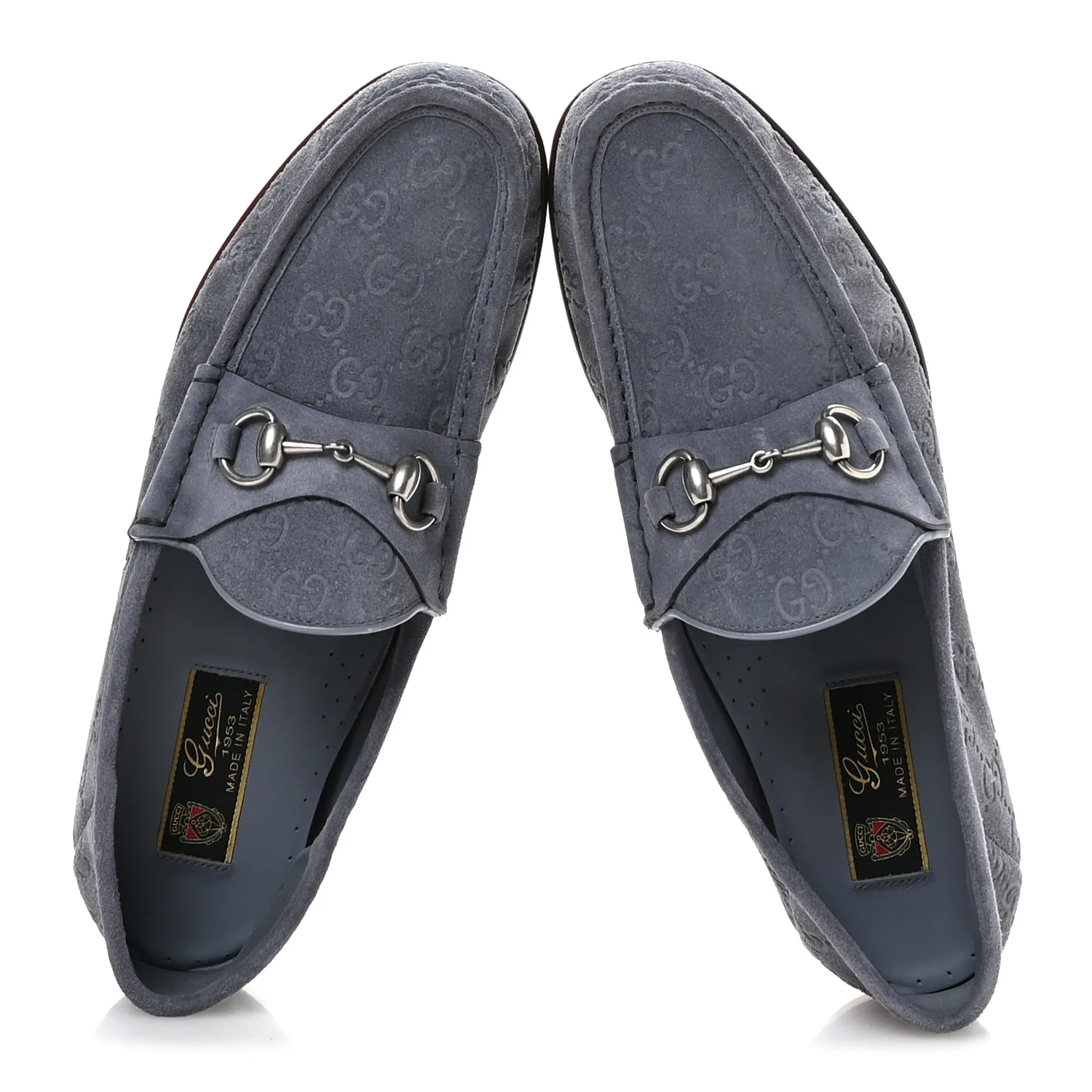 Luxury Suede Guccissima Mens Horsebit Mocassin Loafers 9.5 Foggy Grey - Image 2