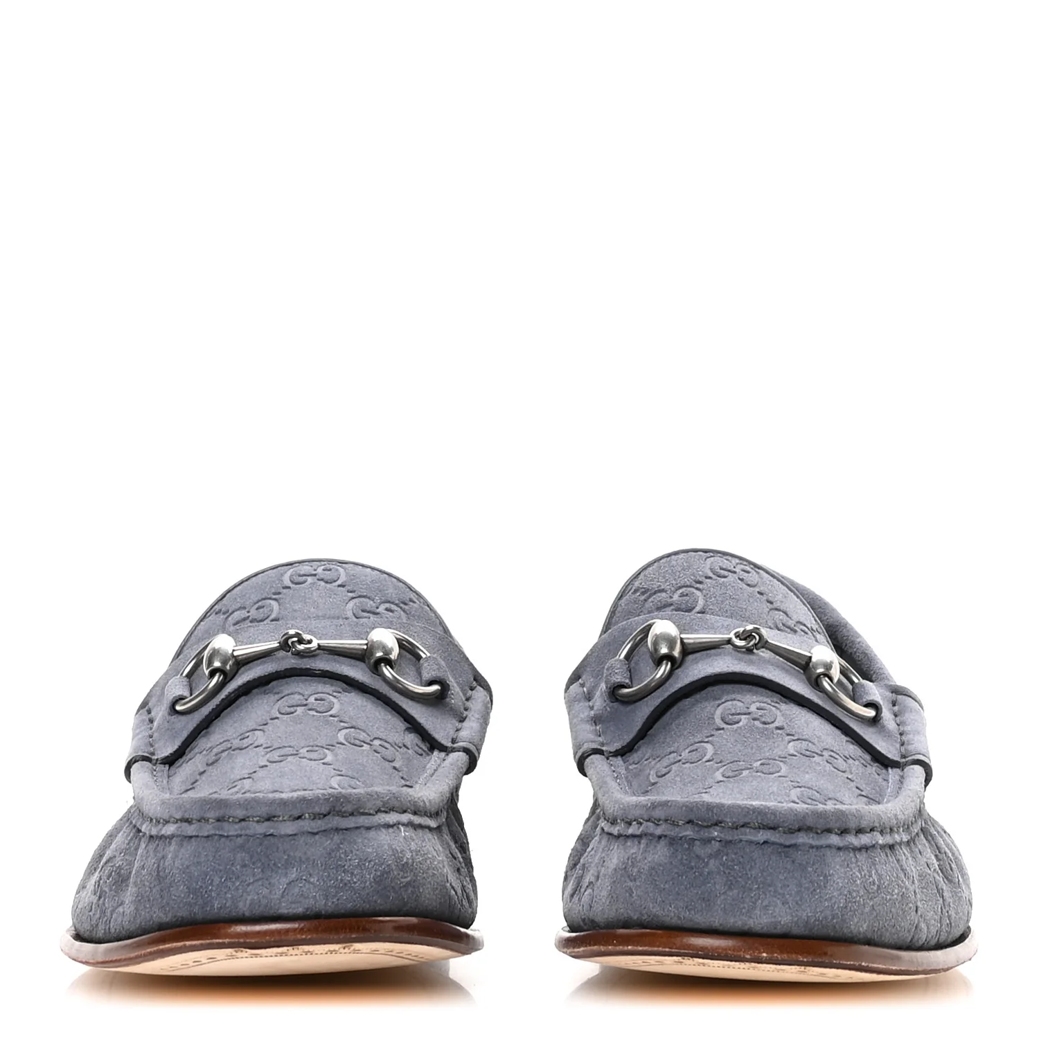Luxury Suede Guccissima Mens Horsebit Mocassin Loafers 9.5 Foggy Grey - Image 3