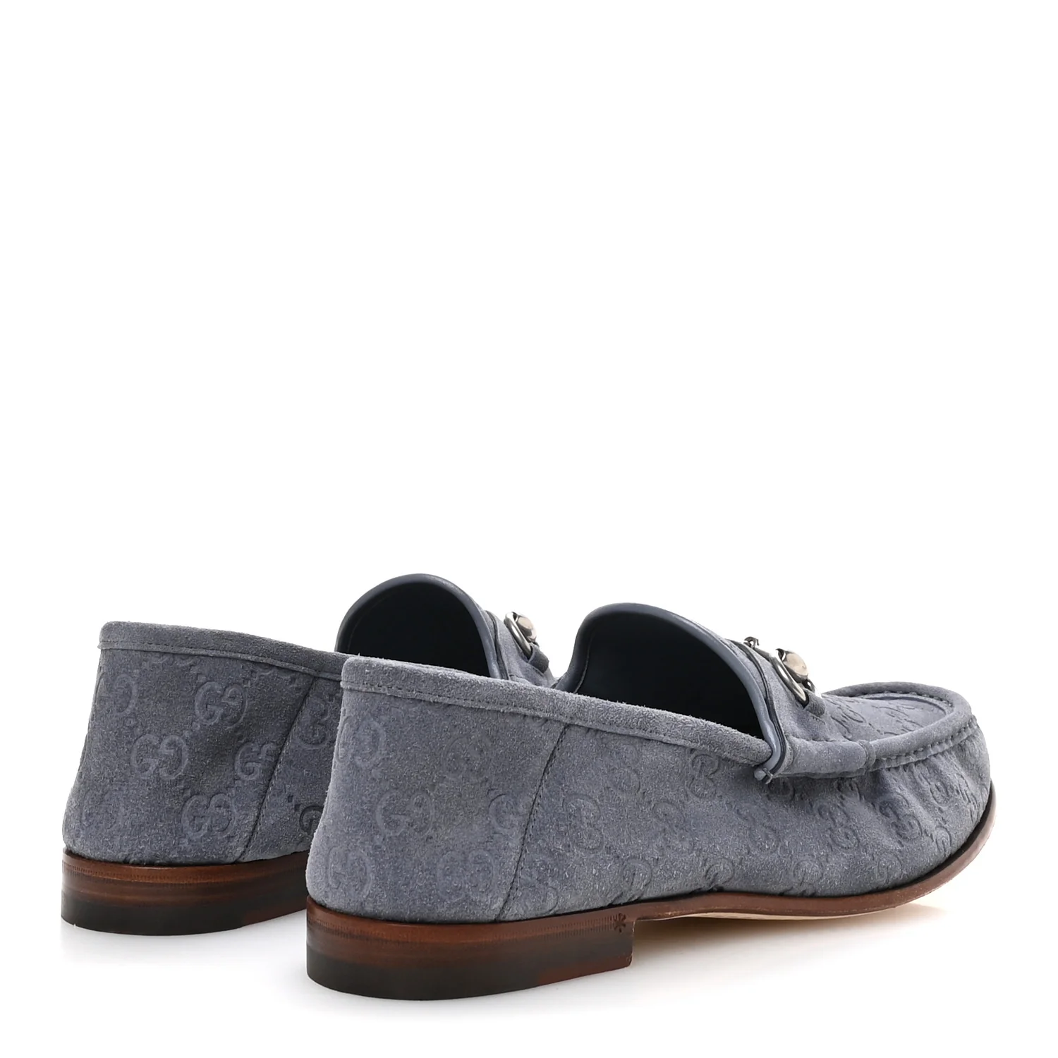 Luxury Suede Guccissima Mens Horsebit Mocassin Loafers 9.5 Foggy Grey - Image 5