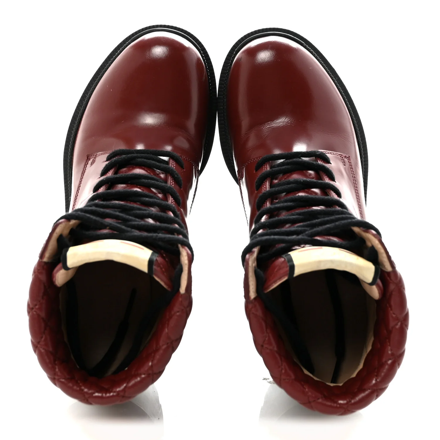 Magnum Calfskin Nappa Quilted Lace Up Ankle Boots 36 Garnet Red - Image 2