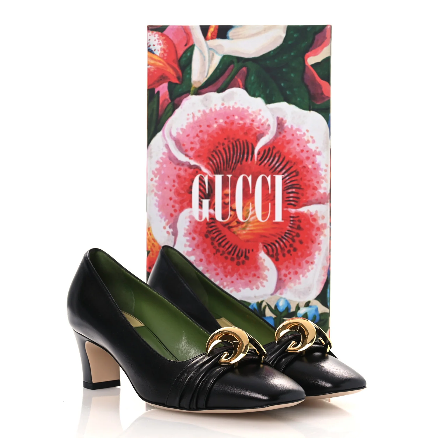 Malaga Kid Half Moon GG Square Toe Pumps 37.5 Black - Image 11