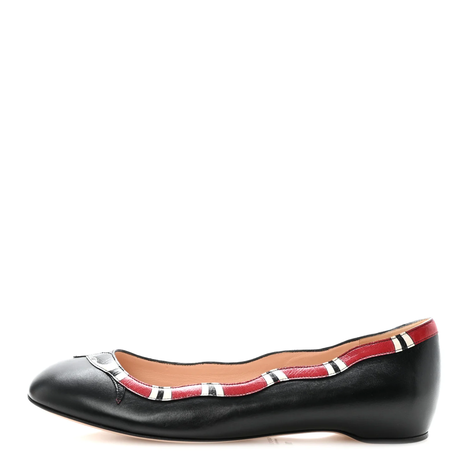 Malaga Kid Snake Ballet Flats 39 Black Hibiscus Red - Image 2
