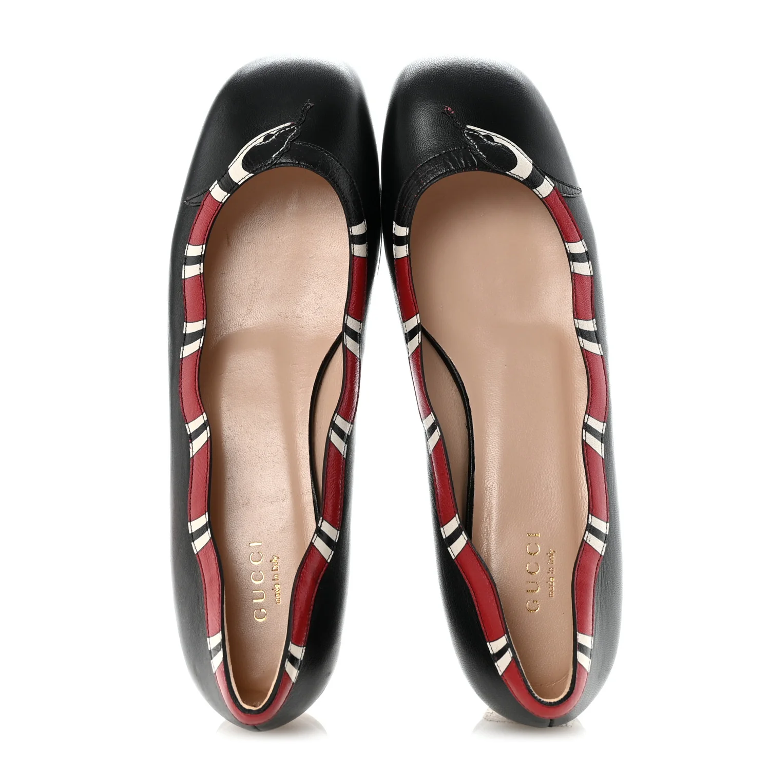 Malaga Kid Snake Ballet Flats 39 Black Hibiscus Red - Image 3