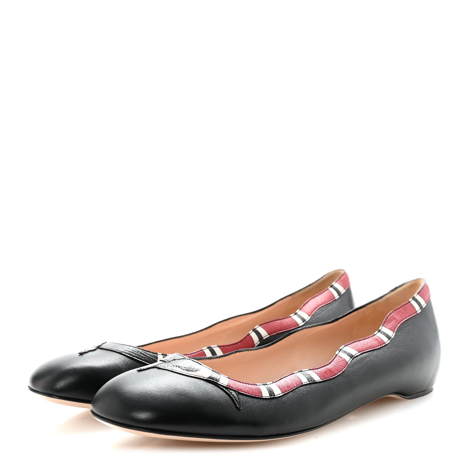 Malaga Kid Snake Ballet Flats 39 Black Hibiscus Red - Image 8
