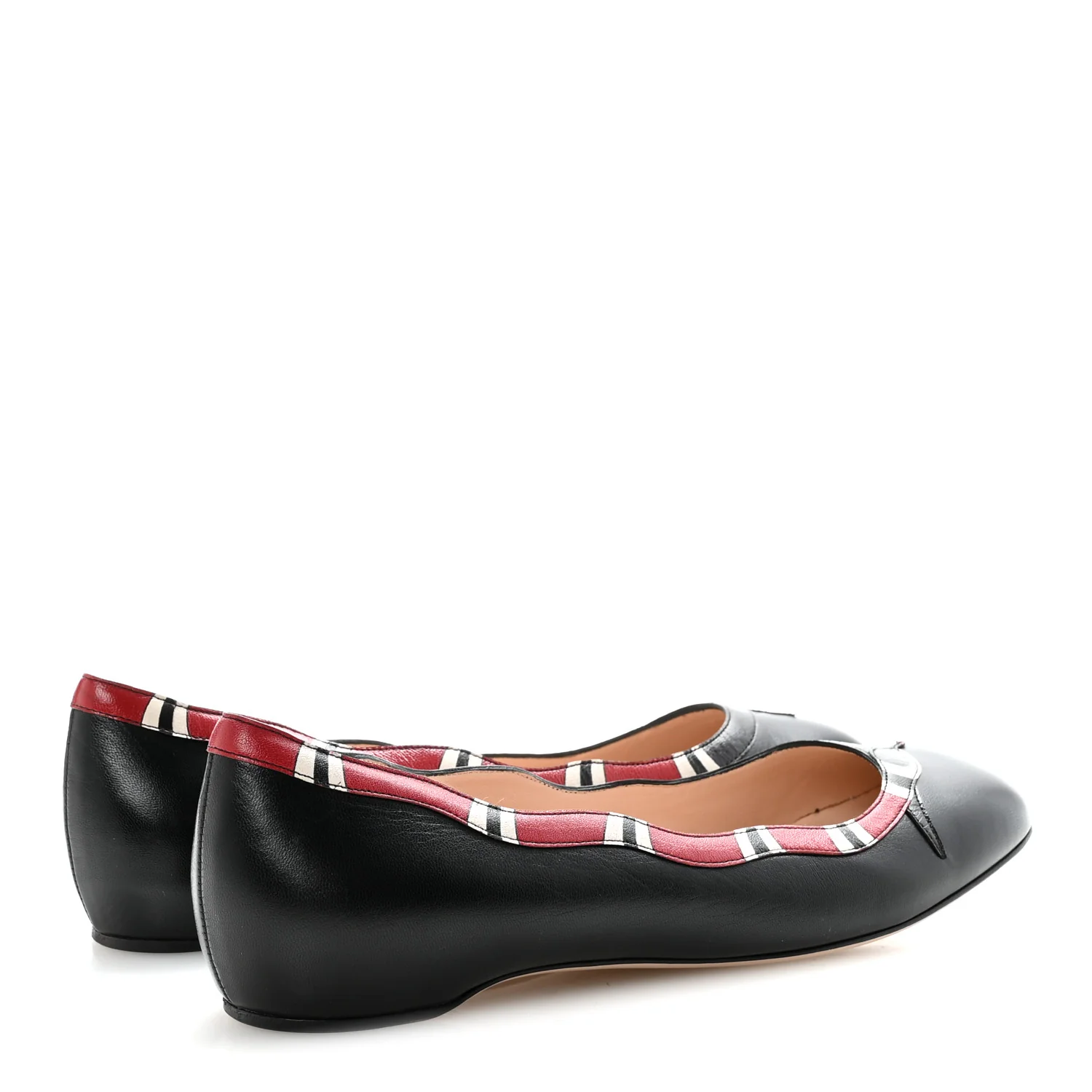 Malaga Kid Snake Ballet Flats 39 Black Hibiscus Red - Image 9