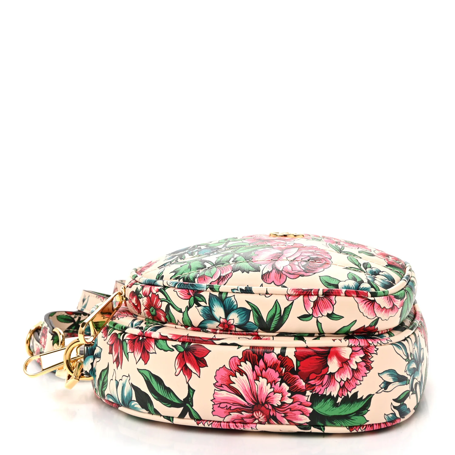 Matelasse Diagonal Brit Roses Print Mini Interlocking G Heart Shoulder Bag Multicolor - Image 4