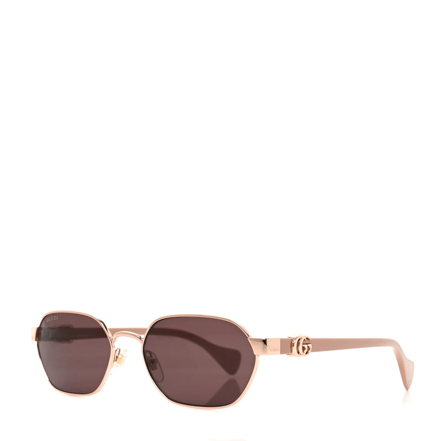 Metal Acetate Rectangular Frame Sunglasses GG1593S Rose Gold Pink