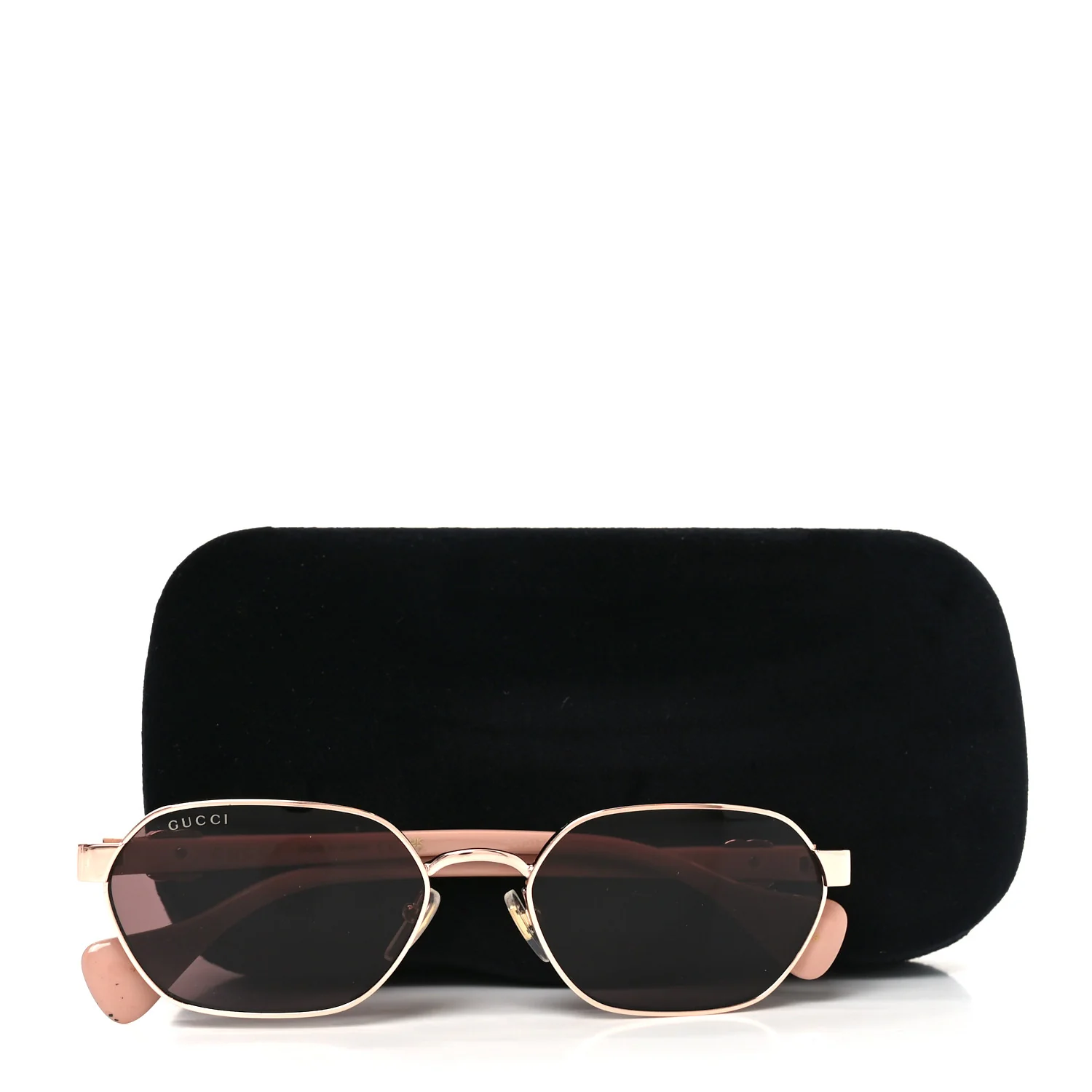 Metal Acetate Rectangular Frame Sunglasses GG1593S Rose Gold Pink - Image 7