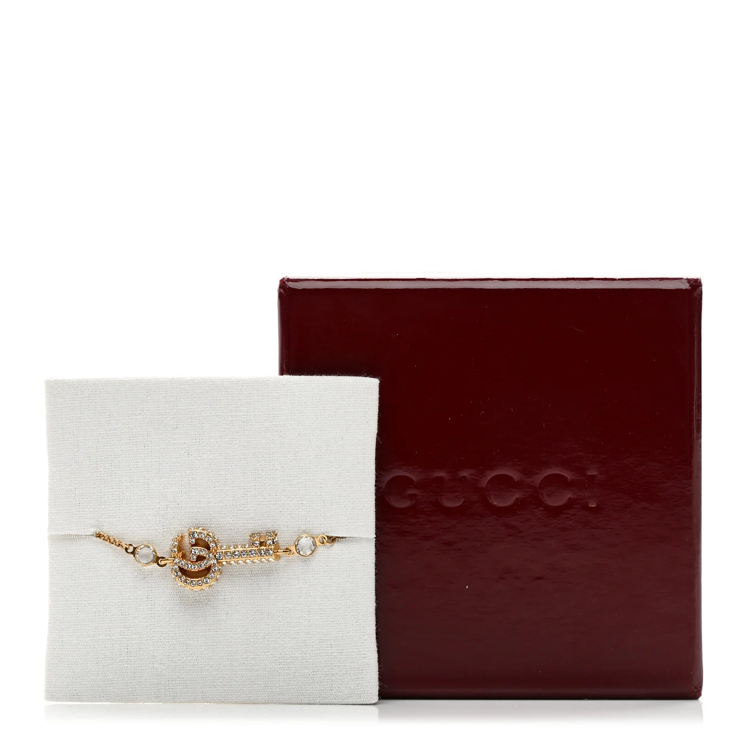 Metal Crystal Double G Key Bracelet Gold - Image 4