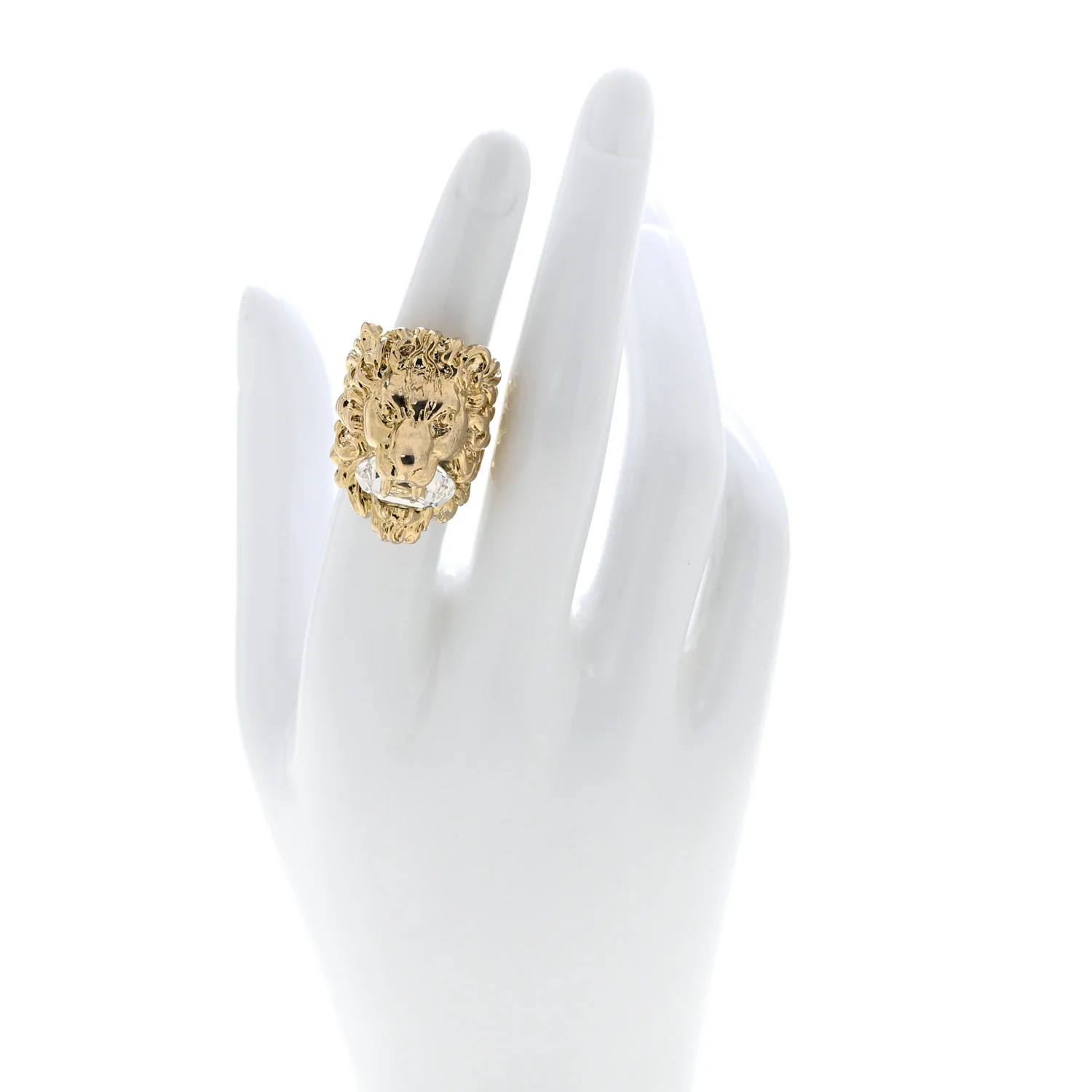 Metal Crystal Lion Head Ring 53 6.25 Gold - Image 2