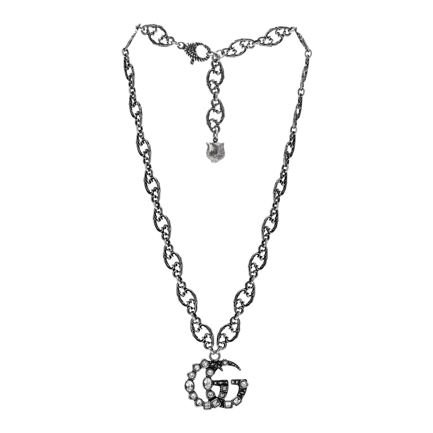 Metal Crystal Marmont Necklace Aged Silver - Image 3