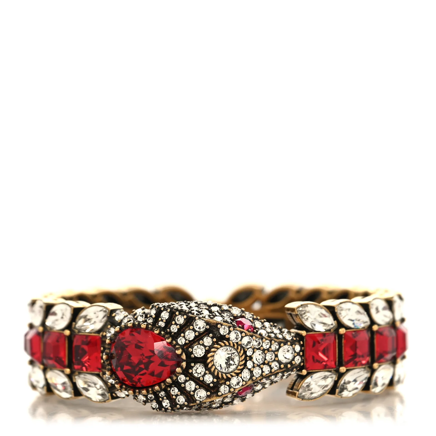 Metal Crystals Snake Bracelet S White Red