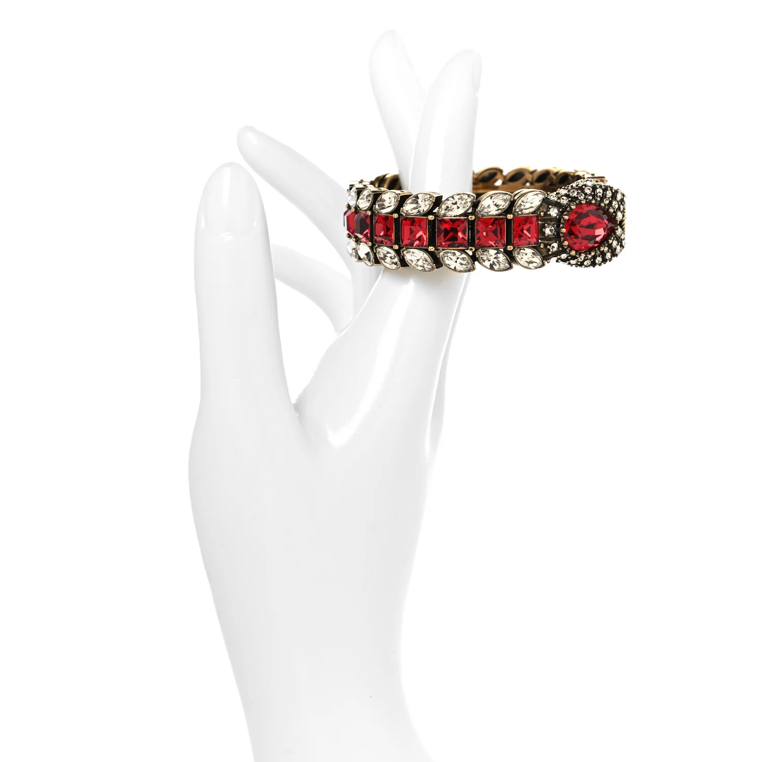 Metal Crystals Snake Bracelet S White Red - Image 2