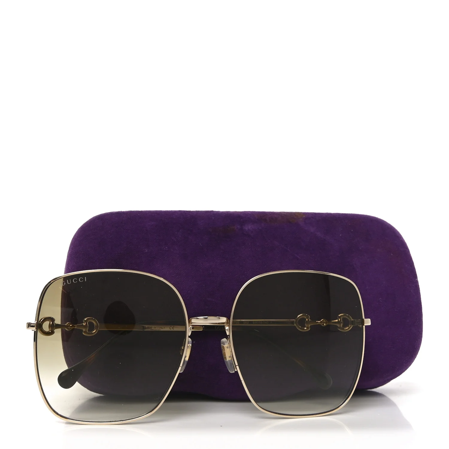 Metal Horsebit Square Sunglasses GG0879S Gold - Image 7