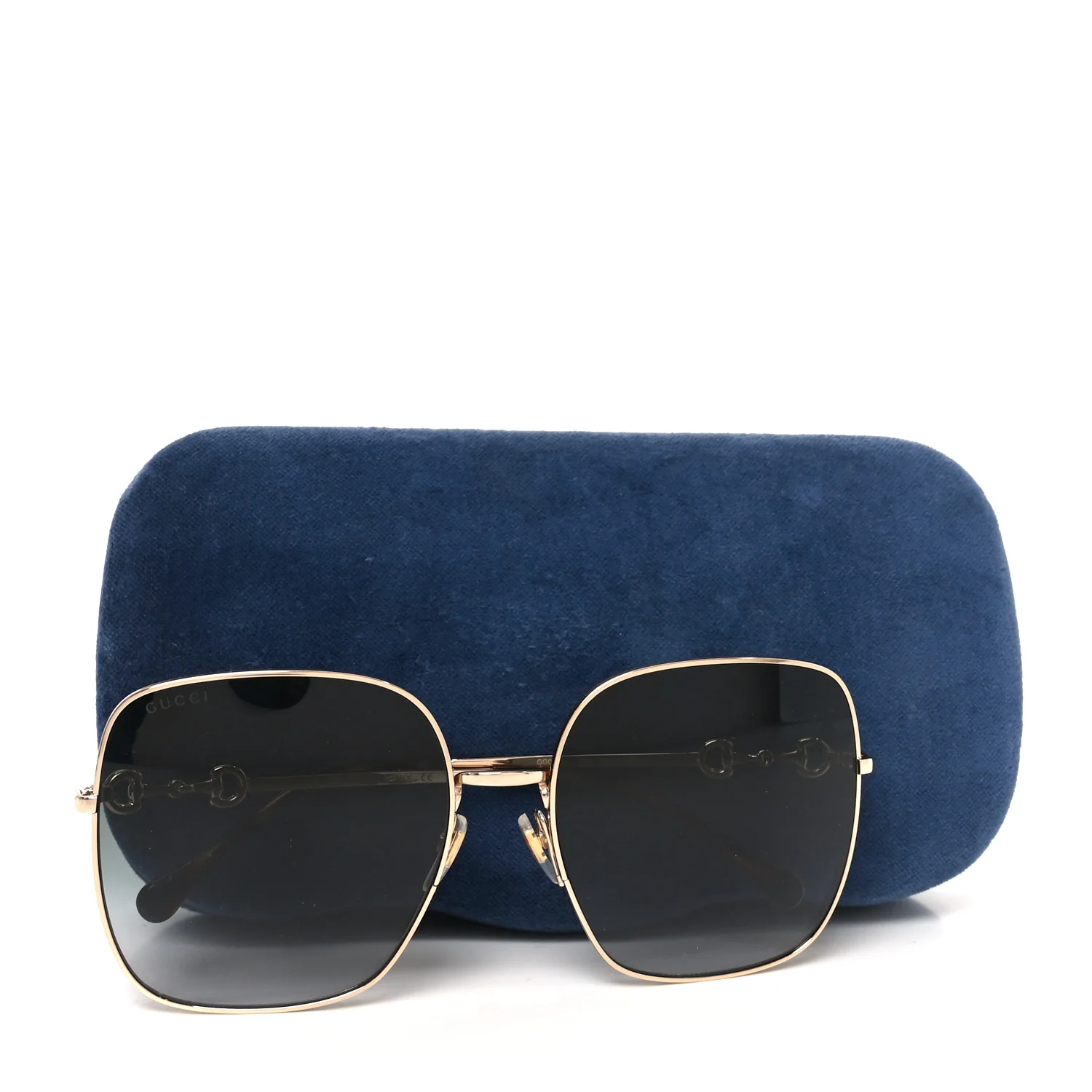 Metal Horsebit Square Sunglasses GG0879S Gold - Image 7