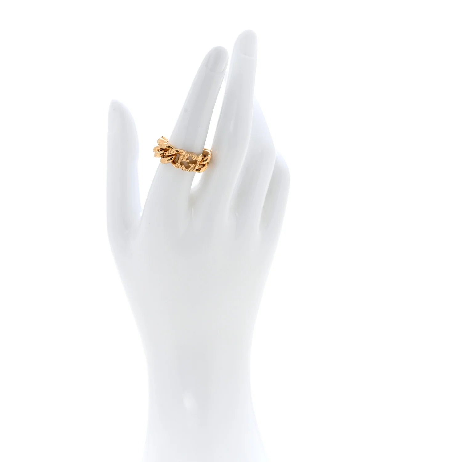 Metal Interlocking Interlocking Gourmette Chain Ring S 52 6 Gold - Image 2
