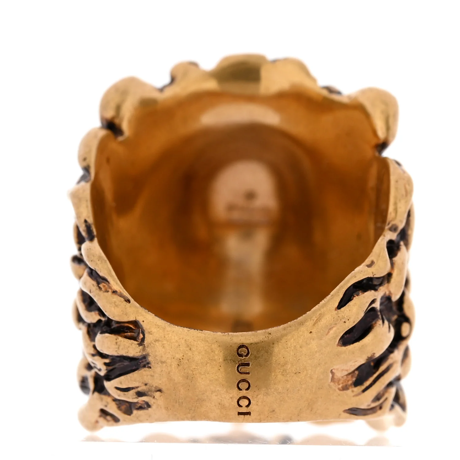 Metal Lion Head Ring 59 8.75 Aged Gold - Image 3
