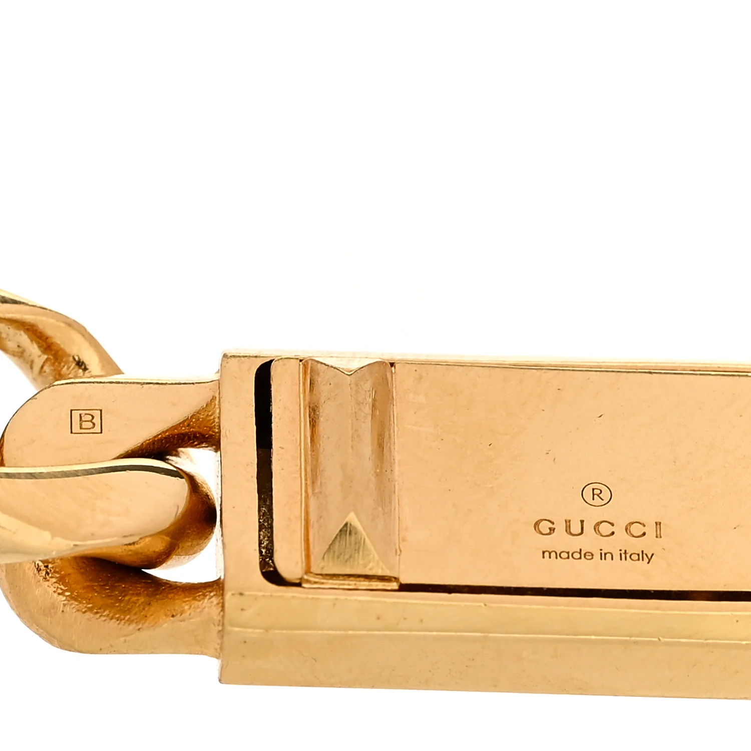 Metal Logo Curb Chain Bracelet Gold - Image 3