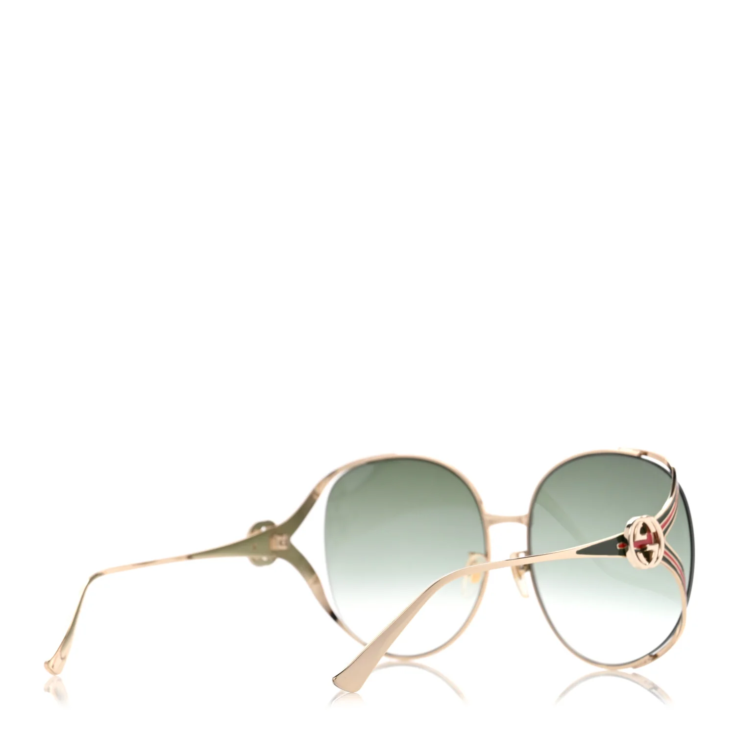 Metal Oversized Round Frame GG0225S Sunglasses Gold - Image 4