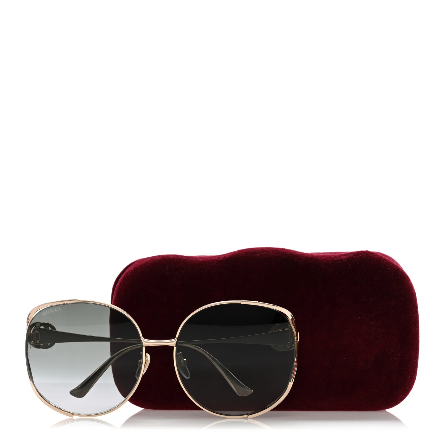 Metal Oversized Round Frame GG0225S Sunglasses Gold - Image 7