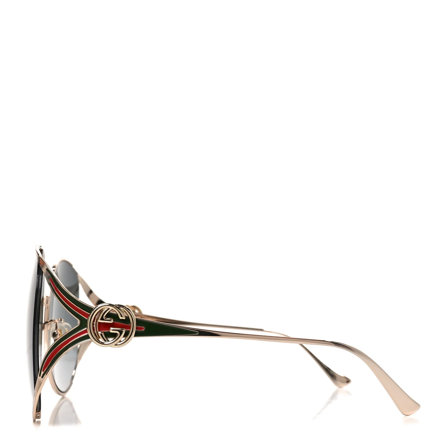 Metal Oversized Round Frame GG0225S Sunglasses Gold - Image 3
