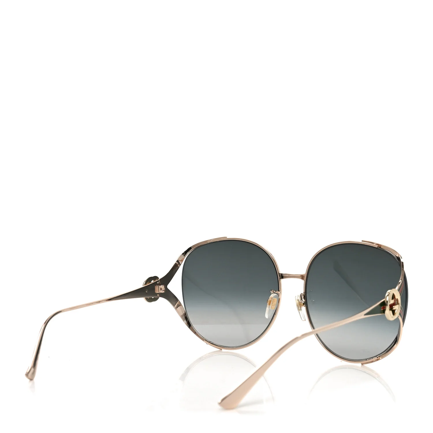Metal Oversized Round Frame GG0225S Sunglasses Gold - Image 4
