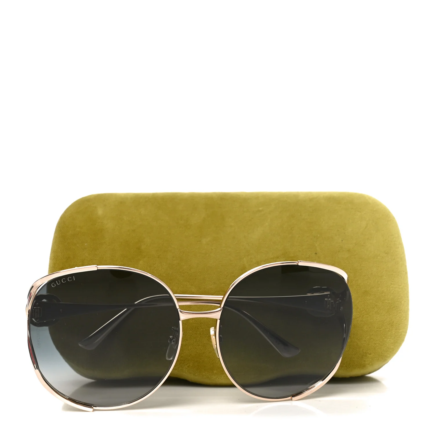 Metal Oversized Round Frame GG0225S Sunglasses Gold - Image 7