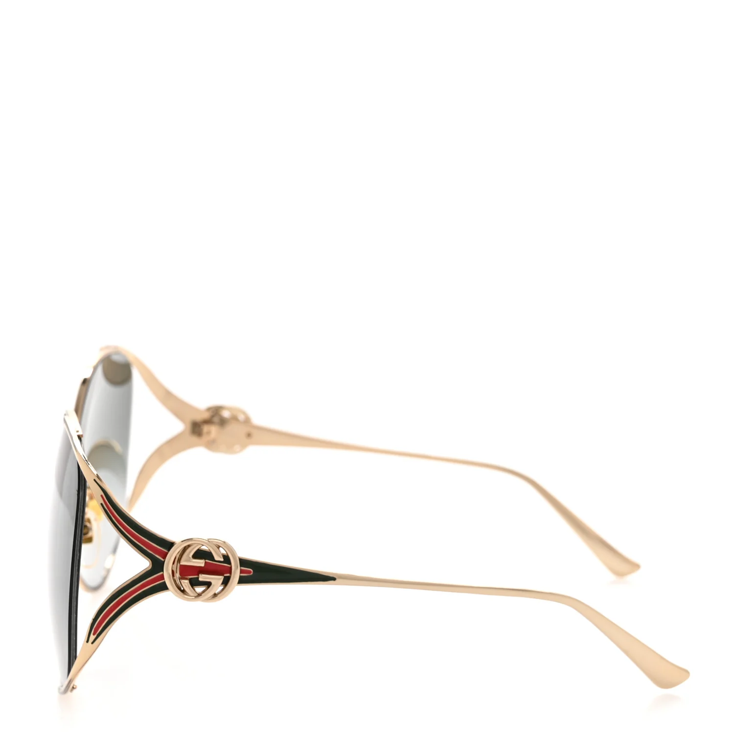 Metal Oversized Round Frame GG0225S Sunglasses Gold - Image 3