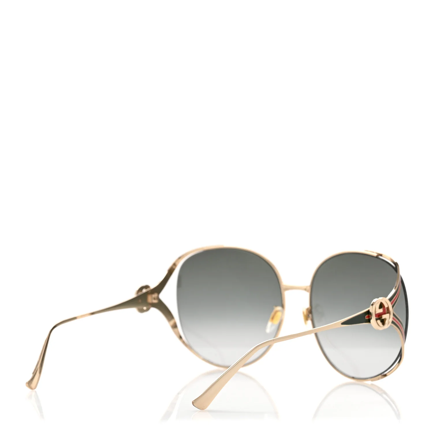 Metal Oversized Round Frame GG0225S Sunglasses Gold - Image 4