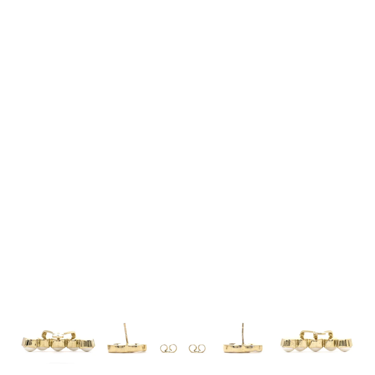 Metal Pearl Double G Drop Earrings Gold - Image 3