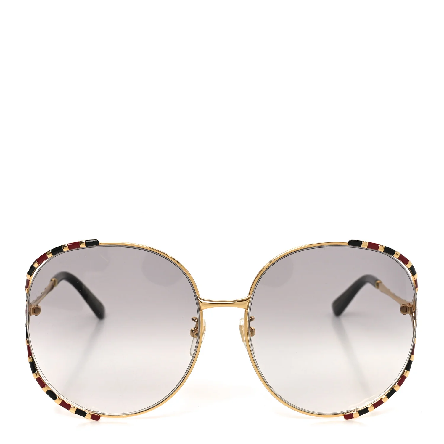 Metal Round Frame GG0595S Sunglasses Gold Black Red - Image 2